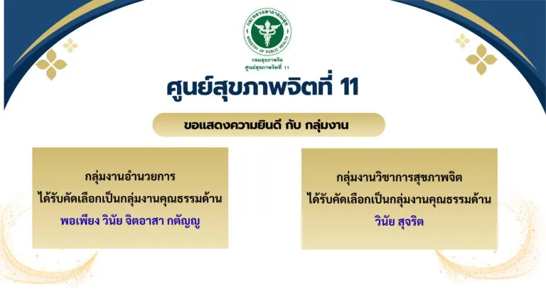 ได้รับคัดเลือกเป็นกลุ่มงานคุณธรรมต้นแบบ